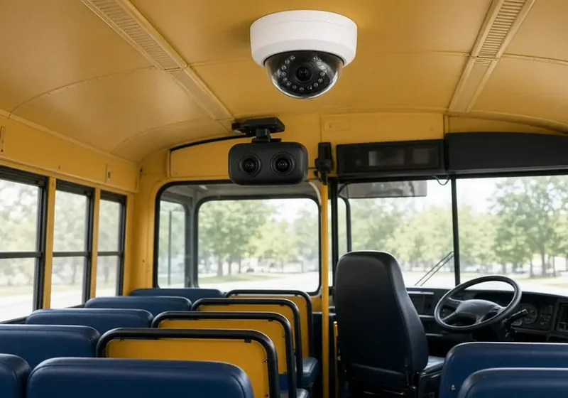 School bus camera: dome camera inside the school bus cabin