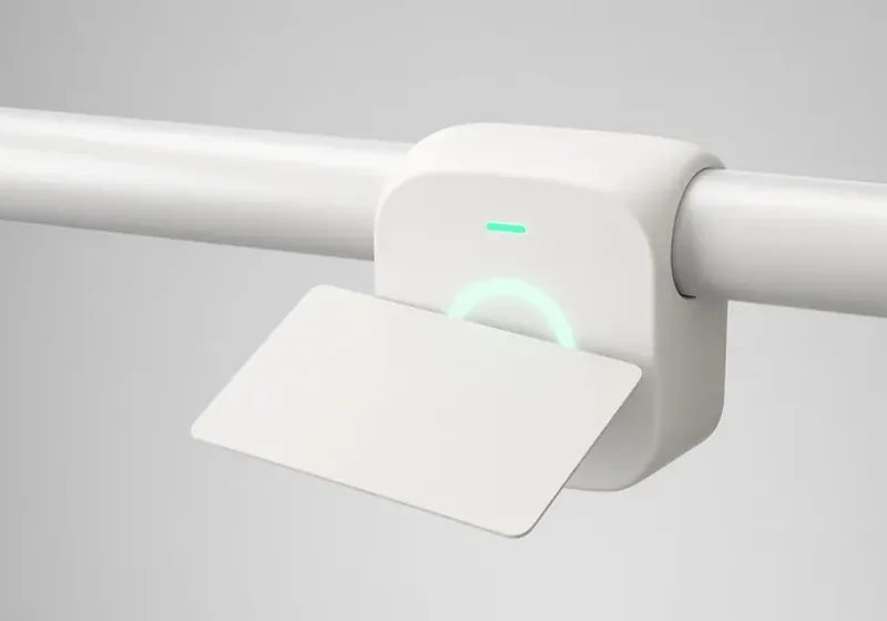 School bus student attendance: RFID card reader on the bus rail